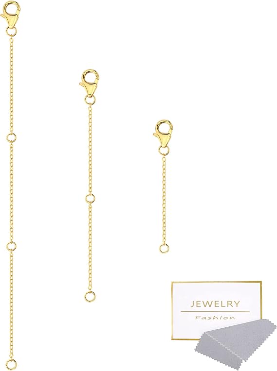 Gold Necklace Extenders, Bracelet Extension Chains with Lobster Clasp | 14K Gold Chain Extenders with Lobster Clasp,Solid Brass Necklace Bracelet Anklet Extension Chains(2 4 6 Inches, 3PCS)