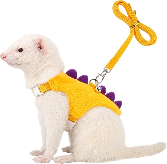 Ferret Harness and Leash Set, Yellow Adjustable Vest for Ferret