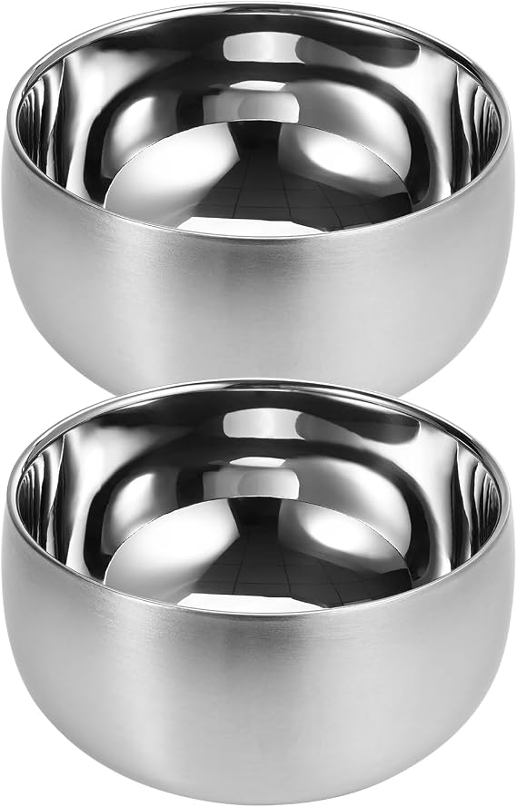2-Pack 316 Stainless Steel Double-Wall Bowls – 5.1" Diameter, 2.9" Height,Dishwasher Safe