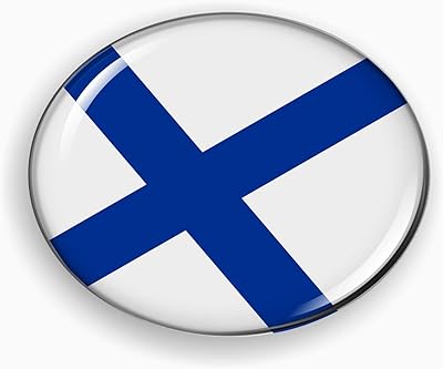 Flag of Finland | 3D Domed CAR Emblem Badge Sticker Flexible Round