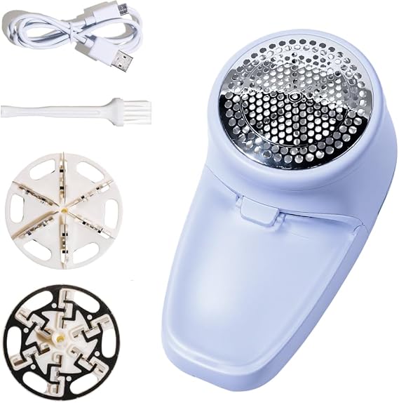 Nori Trim Fabric Shaver - Lint Remover for Clothes & Furniture - Blue | Couch pilling, sweater pill remover, clothes shaver with 6 precision blades, wireless and rechargeable