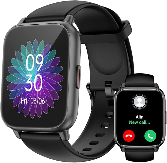 RUIMEN Smart Watch Answer Dial Call,Smart Watches for Women Men 1.85" HD Screen Fitness watch with SpO2 Heart Rate Sleep Monitor Step Counter Waterproof 100+ Sports Mode for Android iOS (2 Bands)