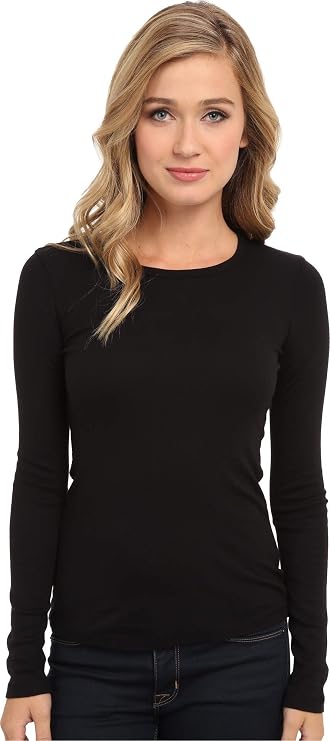 Splendid 1x1 Rib Classic Long Sleeve Crew Neck Tee