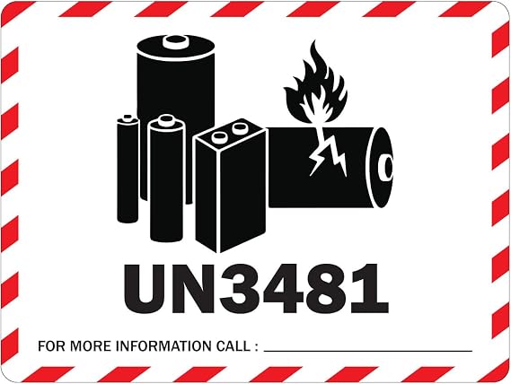 UN3481 Lithium Ion Battery Label, 4 x 3 Inch, 300 Labels/Pack