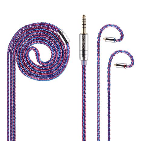 NICEHCK SweetLife IEM Cable, 12 Core Earphone Upgraded Cords, 6N Silver Plated Monocrystalline Copper Cord, in Ear Monitor Cables for Audiophile Musician Gaming (4.4mm mmcx)