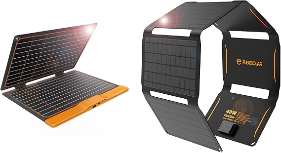 FlexSolar 40W and 20W Foldable Solar Panel Charger with USB-C and USB-A Outputs for Phones, Power Banks, Tablets - Waterproof for Camping, Hiking, Backpacking