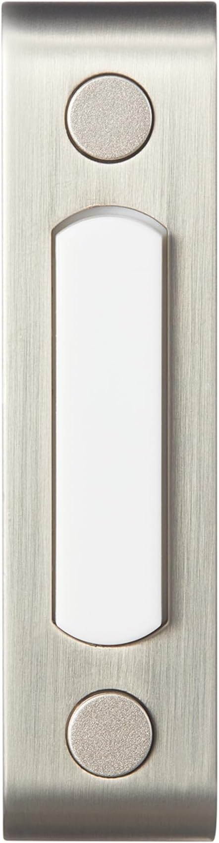 Heath Zenith Wired Push Doorbell Button, Satin, Nickel, Lighted, Metal, Surface Mount, Home Improvement, Outdoor, House, Decor