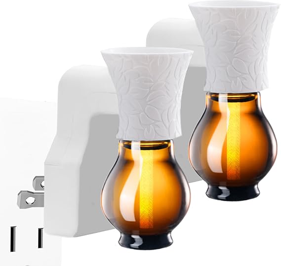 2 Packs Blank Plug-in Essential Oil Diffuser for DIY Characteristic Air Freshener from Undiluted Natural Oil, EO+Water, Fragrance Refill for Plugins (2 Polarized Plug+2 Glass+2 Wick)