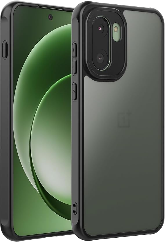 Cresee Case for OnePlus 15R, Anti-Fingerprint Matte Translucent Hard Back + Soft TPU Bumper Shockproof Phone Cover for OnePlus 15R - Black Frost
