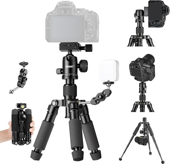 EMART Mini Tripod with Magic Arm, Aluminum Alloy 20"/52cm Portble Small Tripod Features 360 Ball Head & Bubble Level for iPhone/Camera/DSLR, 11LB/5KG Load, Ideal for Video Recording.