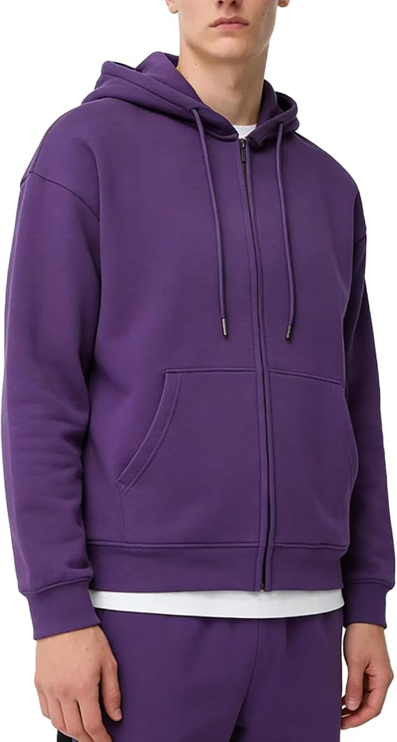 Mens Full Zip Up Hoodie Sherpa Fleece Lined Sweatshirt Loose Fit Size M To 3xl