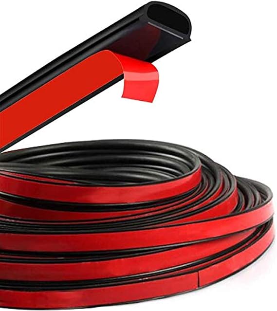 D-Shape Door Rubber Seal Strip Weatherstrip 3M Self Adhesive Hollow for Car Truck Motor Door Cover Trunk (Black, 26.25 feet)