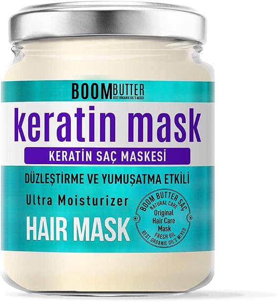 Boom Butter Strengthening & Repairing Keratin Hair Mask, Anti-Fracture & Intensive Nourishing, For Worn Hair, Deeply Moisturizing & Shine Giving Care, 190 ML