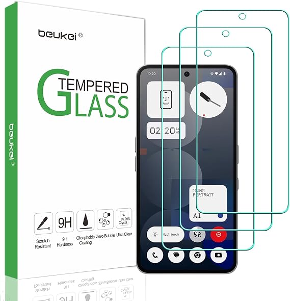 (3 Pack Designed for Nothing Phone 3a / Phone 3a Pro Screen Protector Tempered Glass, Touch Sensitive, 9H Hardness