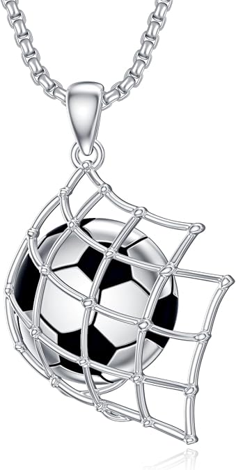 PELOVNY Hockey Dumbbell Boxing Soccer Necklace S925 Sterling Silver Sports Pendant Jewelry Gifts for Men Women