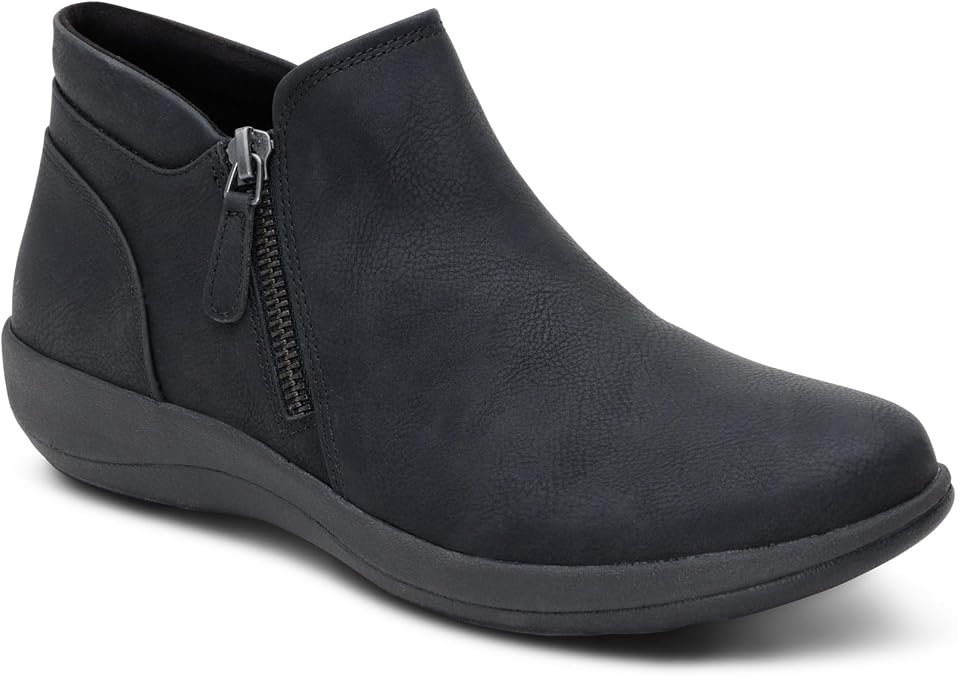 Aetrex Womens Bridget Orthopedic Ankle Boots Arch Support Short Boots for women with Easy Zipper Entry - Womens Booties with Removable Insole for Custom Orthotics and All-Day Comfort