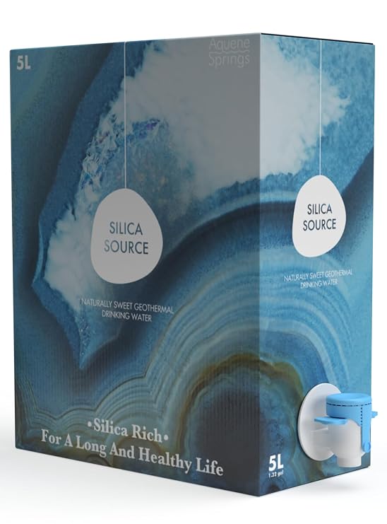 Aquene Springs Silica Source Water, Pure, Silica-Rich Geothermal Water for Daily Hydration, Naturally Filtered, Deuterium Depleted, pH 8., Promotes Cardiovascular Health, Pain Relief, and Anti-Aging