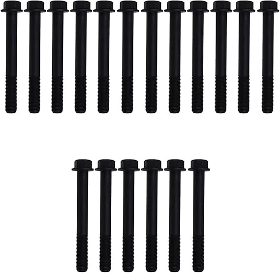 FridayParts 18Pcs Cylinder Head Bolt 6655158 Compatible for Kubota Engine D1703 D1803 V2003 V1903 V2203 Bobcat Loader 645 743 751 753 763 773 7753 S130 S150 Replacement