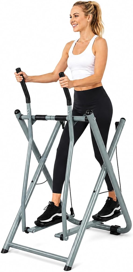 Air Walker Exercise Machine for Home, Foldable Elliptical Glider with 38-Inch Stride, Steel Frame, Full-Body Low-Impact Cardio Trainer, 350 LB Capacity for Home Gym