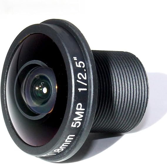 Dioche 1.8mm 180 Fisheye Lens, 5MP HD CCTV Wide Angle Panoramic Camera, Metal Construction, Black, C-Mount Compatible