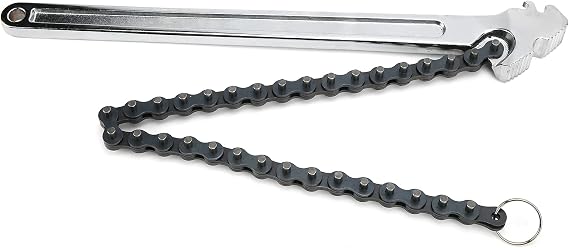 12in/15in Chain Wrench,High Hardness Surface Polished ChromePlated Chrome Vanadium Steel Hand Tool(15Inch)