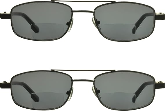 proSPORT Bifocal Reading Sunglasses Square Aviator Outdoor Readers Men Women Black Bronze Gunmetal Frame HD Brown Grey Lenses