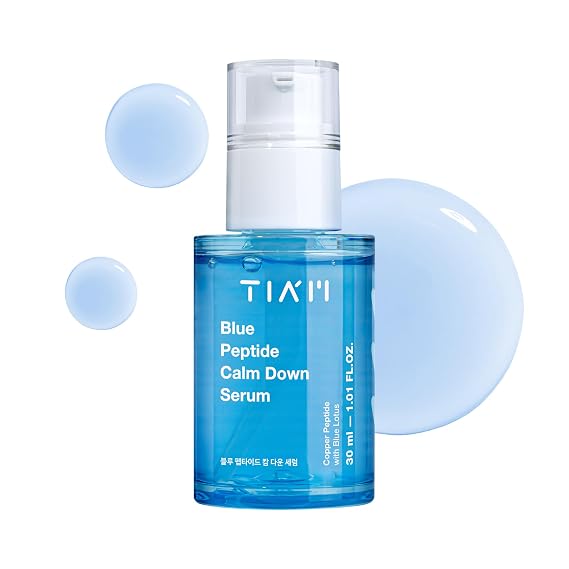 TIAM Blue Peptide Calm Down Serum, Cooling & Soothing Face Serum with Copper Peptides and Centella Asiatica, Lightweight Korean Skincare for Sensitive Skin, 1.01 fl oz