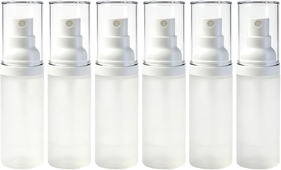 6PCS 30ml/1oz Empty Fine Mist Spray Bottles Frosted Clear Airless Cosmetic Pump Spray Bottles Refillable Travel Makeup Toner Container Dispenser Storage Vials for Travel and Outdoor