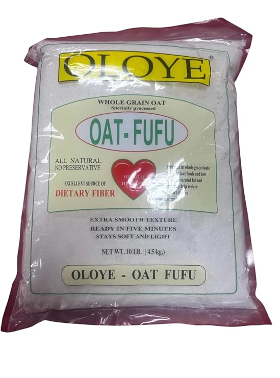 Oat Fufu Flour Traditional African Swallow Meal Healthy High-Fiber Oatmeal Fufu Smooth, Easy to Prepare 10LB