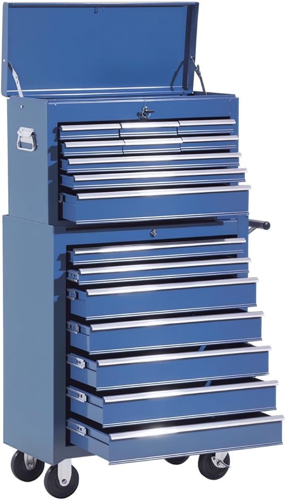Homcom Mobile Tool Trolley Workshop Trolley Tool Box (Blue)