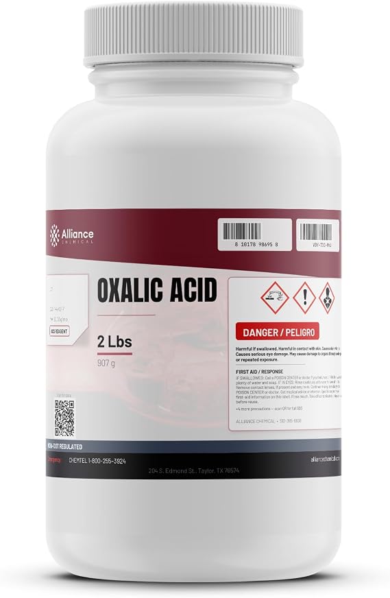 Alliance Chemical Premium Oxalic Acid, ACS Certified - Ideal for Scientific Research and Acid Cleaning - 2 LB Container