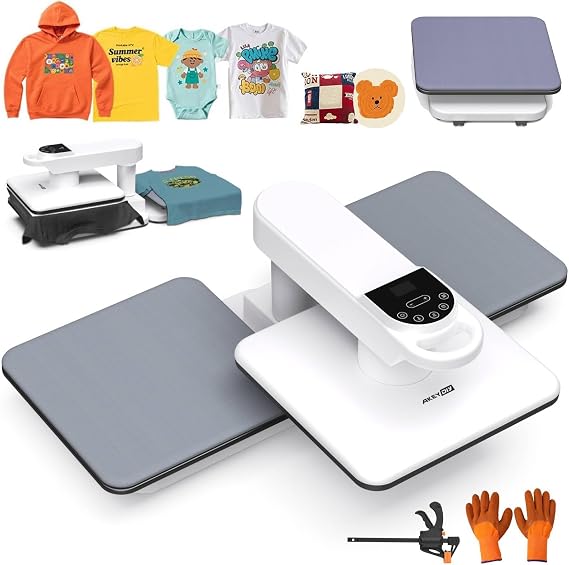 AKEYDIY 15x15 Heat Press, Dual Station Auto Heat Press Machine for T Shirts, Digital Heat Transfer Sublimation Printer Press Industrial-Quality Power Shirt Press for Home Crafters and Beginners
