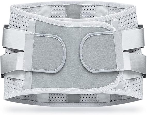 Self-Heating Back Brace for Lower Back Pain Relief Lumbar Support Belt with 3 Removable Lumbar Pads and Support Plates Women Men Sciatica Scoliosis Herniated Disc Breathable Grey (Size : L/Large)