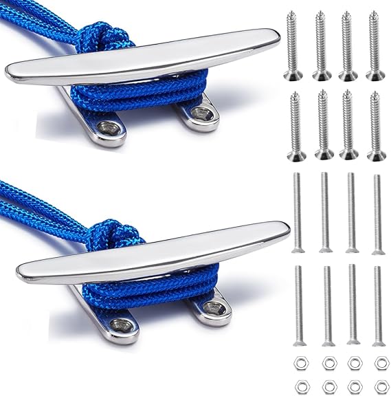 ZOMCHAIN Boat Cleat Open Base Boat Cleat, Dock Cleat All 316 Stainless Steel Boat Mooring Accessories, Free Installation Accessories Screws(4/5 /6/8 inch)