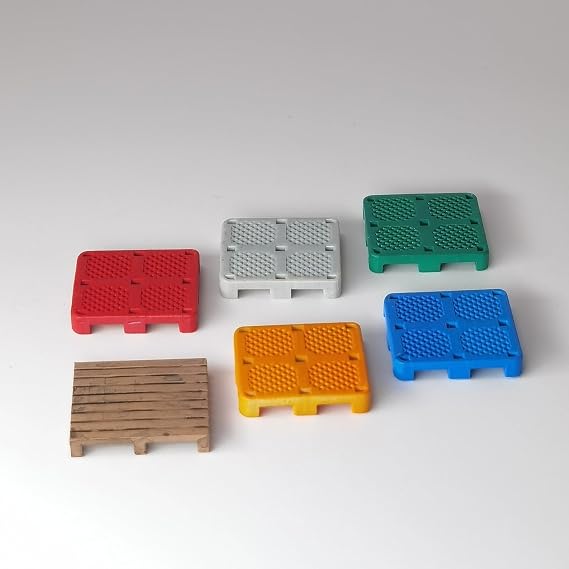 2PCS Random 1/64 Scale Diorama Diecast Car Garage Repair Miniature Wooden Pallets and Plastic Containers Model, Storage Accessories Prop for Warehouse Diorama Display, 2x2x0.5cm