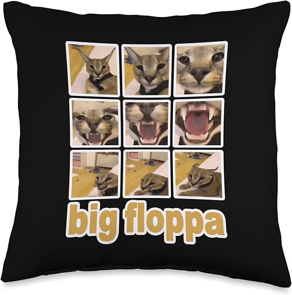 Big Floppa Meme Cat Throw Pillow