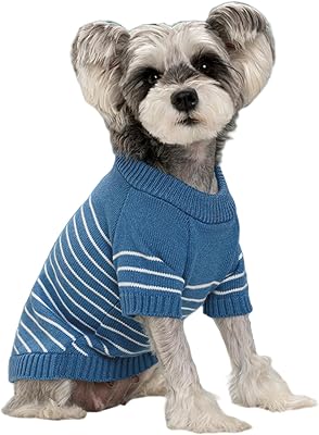 Dog Knitted Sweater,1PC Stripped Puppy Cat Sweater,Winter Warm Pet Clothes for Cats Small Dogs Chihuahua Bulldog Pug Beagles Dachshund Yorkie Blue, Small