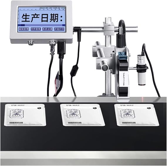 12.7mm/25.4mm Automatic Inkjet Coding Machine for Production Line, 8 Languages, Intelligent Variable Data/Date/Logo/Barcode/Image Thermal Inkjet Printer,12.7mm-220V