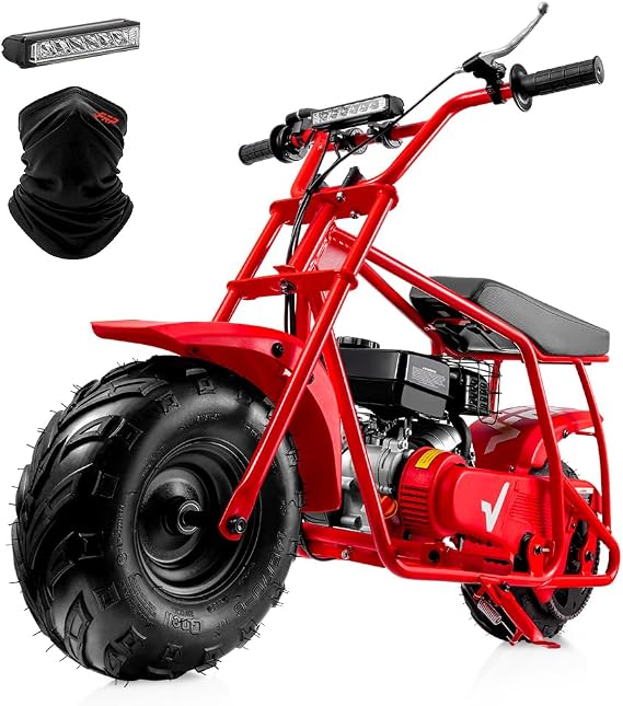 FRP Mini Dirt Bike GMB100, 99 CC Gas Powered Mini Bike 4 Stroke 3HP, Off Road Mini Bikes for Kids and Adult, Trail Bike Up to 24 Mph, Weight Support Up to 185 LBS (RED)