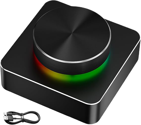 Computer External Volume Controller RGB Backlight 7 Lighting Modes Click | Wireless Volume Control Knob Computer External Speaker Accessories for Home Work Party Game Music Elder Women Men
