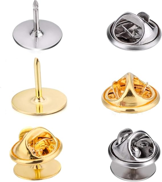 Canomo 50 Pairs Butterfly Clutch Tie Tacks Pin Backs with 10mm Blank Pins(Silver and Gold)
