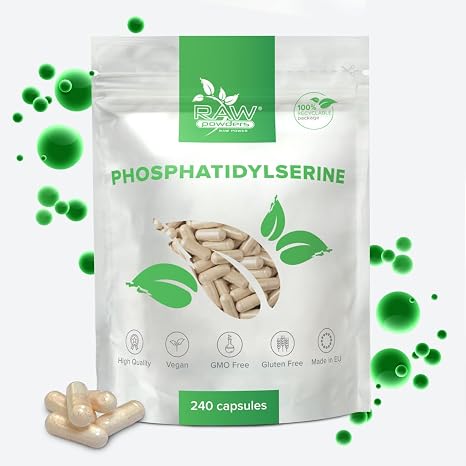 Phosphatidylserine 240 Capsules - 100 mg per Capsule / 300 mg Daily Dose - For Mental Performance Cognitive Function & Stress Relief - Vegan GMO & Gluten Free Raw Powders