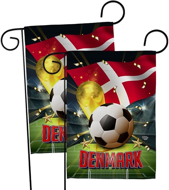FIFA World Cup Denmark 2 Pcs Banner Room Wall Art Flag Patio Lawn Garden Outdoor Decorations Indoor Tapestry Yard Signs Team Qatar Trophy Soccer Game Football Gifts, Made in USA
