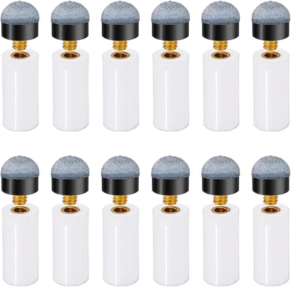 HUIESON 12 Sets 12mm Pool Cue Tips Replacement Kit, Includes Blue Screw On Pool Cue Stick Tip & White Billiard Cue Ferrule, Billiard Pool Stick Tips Replacement Kit.