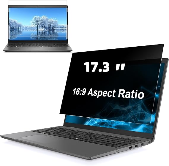 17.3 Inch 16:9 Laptop Privacy Screen Filter, Computer Monitor Privacy Shield, Anti Scratch Anti Spy Anti Glare Blue Light Screen Protector