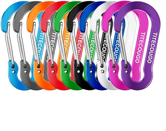 TITECOUGO Ultra-Light Nonlocking Carabiner, Aluminum Alloy D-Ring High Strength Key Chain Clip Hook