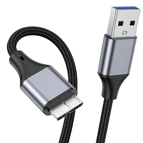 USB 3.0 Micro B Cable 3.3FT, External Hard Drive Cable USB A to Micro B Hard Drive Cord Compatible with Seagate, Xbox One Toshiba WD My Passport Elements SSD, Camera, Laptop.