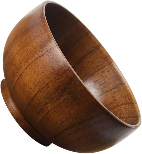 Hemoton Wooden Salad Bowl 3.54 Inch Round Thickened Fruit Tray Creative Tableware for Kitchen Dining Serving