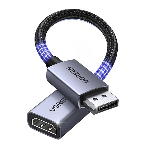 UGREEN 4K DisplayPort to HDMI Unidirectional Adapter 1080P@120Hz, 0.66FT | DP 1.2 PC to HDMI 1.4 Converter, Braided Cable for Desktop, Projector, Monitor, Compatible with AMD, NVIDIA, Passive
