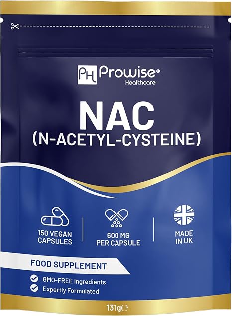 PROWISE NAC N-Acetyl- Cysteine 600mg 120 Capsules UK Made GMP  Quality Suitable for Vegetarians and Vegans